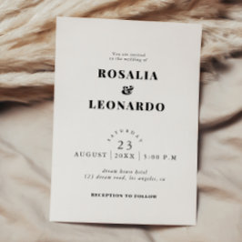 Invitación Moderno boda elegante en blanco y negro