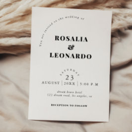 Invitación Moderno boda elegante en blanco y negro