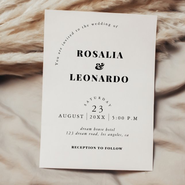 Invitación Moderno boda elegante en blanco y negro (Subido por el creador)