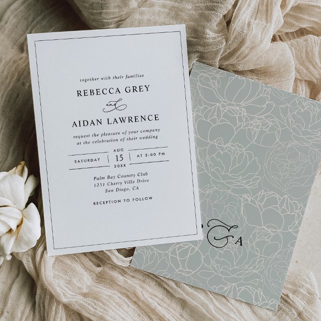 Invitación Moderno Boda elegante en blanco y negro (Subido por el creador)