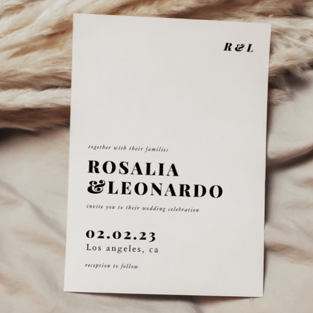 Invitación Moderno boda elegante en blanco y negro (Subido por el creador)