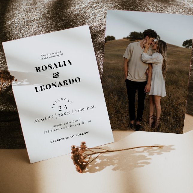 Invitación Moderno boda elegante en blanco y negro (Subido por el creador)