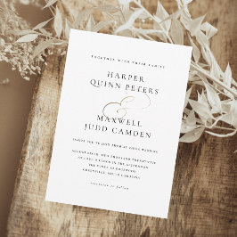 Invitación Moderno Boda elegante en blanco y negro