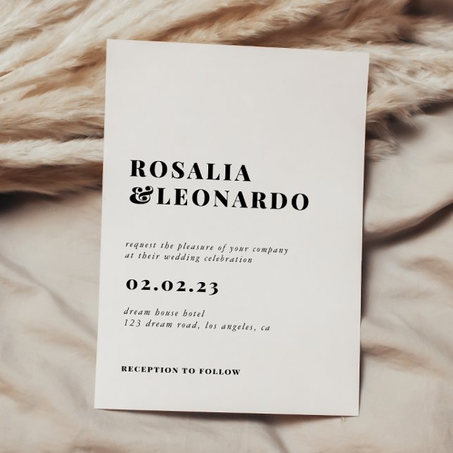 Invitación Moderno boda elegante en blanco y negro (Subido por el creador)