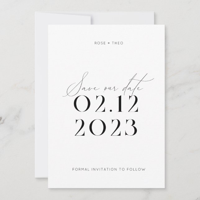 Invitación Moderno boda elegante en blanco y negro (Anverso)