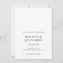 Invitación Moderno boda elegante en blanco y negro