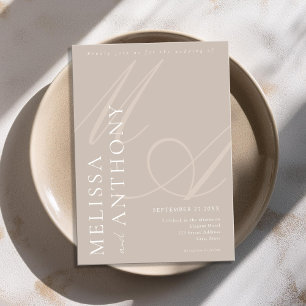 Invitación Moderno Boda elegante Minimalista de Taupe