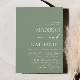 Invitación Moderno Boda elegante Minimalista Sage Green