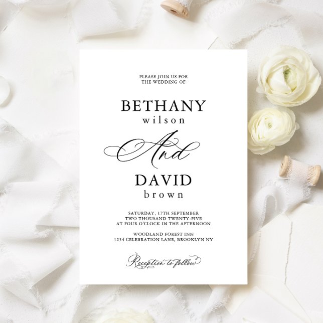 Invitación Moderno Boda elegante negro y caligráfico (Subido por el creador)