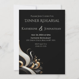 Invitación Moderno Boda elegante negro y oro
