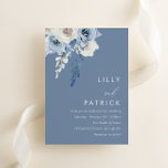 Invitación Moderno Boda floral azul y blanco<br><div class="desc">Invitación a la boda floral moderna en azul y blanco. Vea la colección coincidente en Nest Store y Nest. Muchas gracias</div>