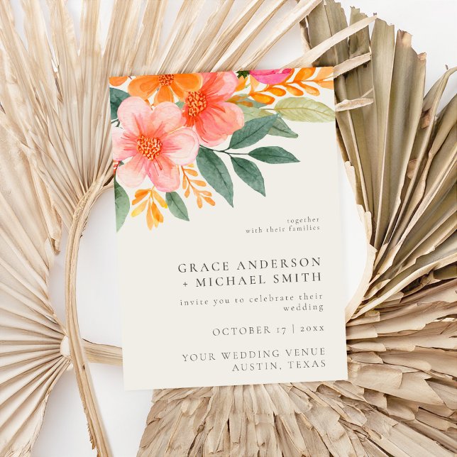 Invitación Moderno Boda floral brillante (Subido por el creador)
