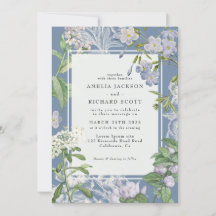 Moderno boda floral Dusty Blue & White