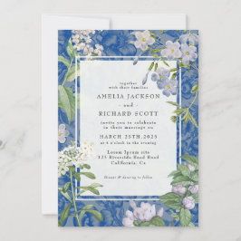Invitación Moderno boda floral Dusty Blue & White
