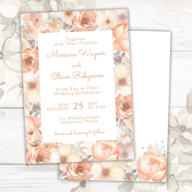 Invitación Moderno Boda floral pekinés elegante (Subido por el creador)