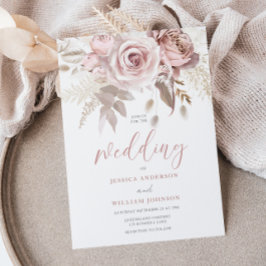 Invitación Moderno Boda floral Rubor elegante
