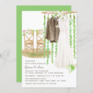 Invitación Moderno Boda floral rústico de acuarela al aire li