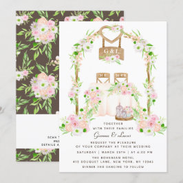 Invitación Moderno Boda floral rústico de acuarela al aire li