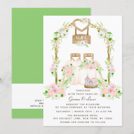 Invitación Moderno Boda floral rústico de acuarela al aire li