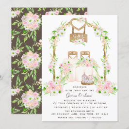 Invitación Moderno Boda floral rústico de acuarela al aire li