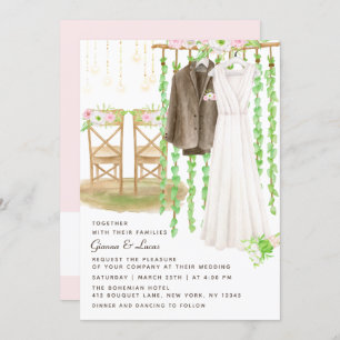 Invitación Moderno Boda floral rústico de acuarela al aire li