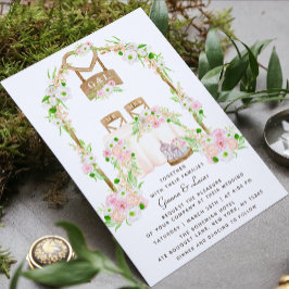 Invitación Moderno Boda floral rústico de acuarela al aire li