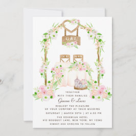 Invitación Moderno Boda floral rústico de acuarela al aire li