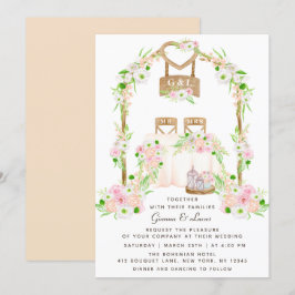 Invitación Moderno Boda floral rústico de acuarela al aire li