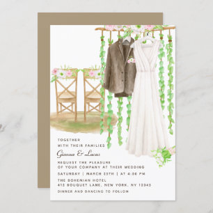 Invitación Moderno Boda floral rústico de acuarela al aire li