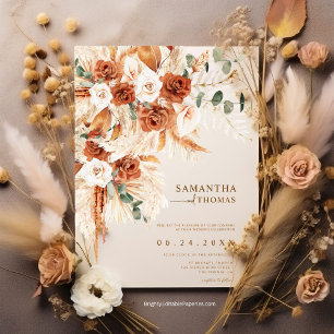 Invitación Moderno Boda floral rústico de Terracota