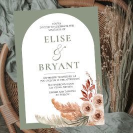 Invitación Moderno Boda floral Sage Green Boh Arch