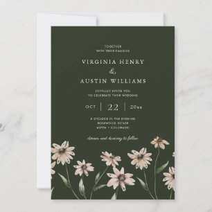 Invitación Moderno Boda floral verde simple