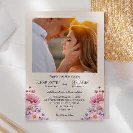 Invitación Moderno Boda fotográfico Beige Classic de Flor sil
