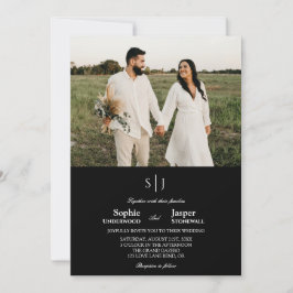 Invitación Moderno Boda fotográfico clásico de monograma negr