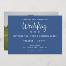 Moderno Boda fotográfico de tres corazones azules