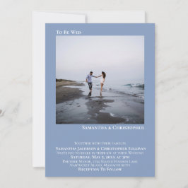 Invitación Moderno Boda fotográfico Minimalista azul claro