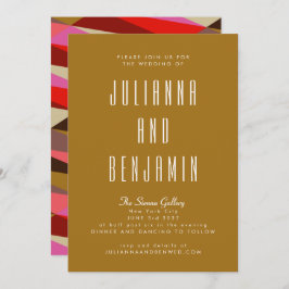 Invitación Moderno Boda Geométrico Oro Elegante