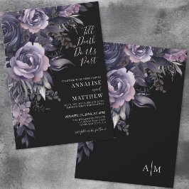 Invitación Moderno Boda gótico floral negro