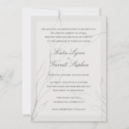 Invitación Moderno Boda Gris Floral Elegante