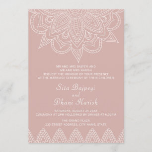 Invitación Moderno Boda hindú elegante rosado Mehndi