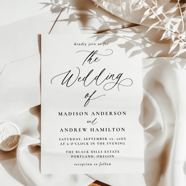 Invitación Moderno Boda minimal de caligrafía negra (Subido por el creador)