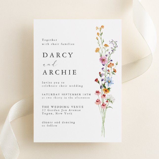 Invitación Moderno Boda minimal de flores silvestres (Subido por el creador)