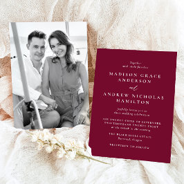Invitación Moderno Boda minimal de fotos en Borgoña