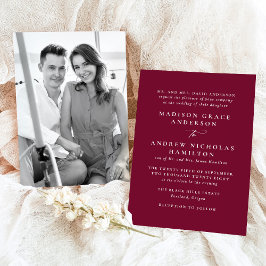 Invitación Moderno Boda minimal de fotos en Borgoña