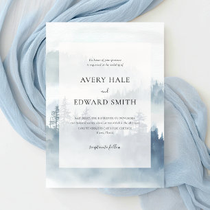 Invitación Moderno Boda Minimalista azul invernal