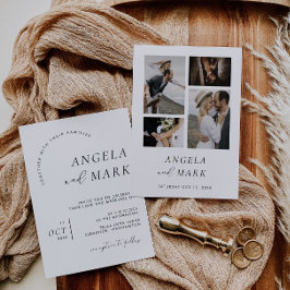 Invitación Moderno Boda Minimalista blanco y negro con foto