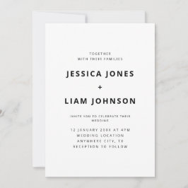 Invitación Moderno Boda Minimalista blanco y negro elegante