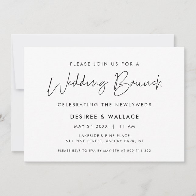 Invitación Moderno Boda Minimalista Brunch (Anverso)
