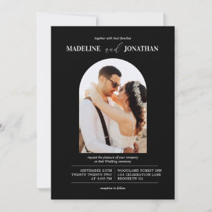 Invitación Moderno Boda Minimalista de arco de fotos en blanc