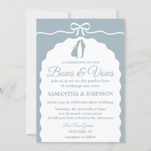 Invitación Moderno Boda Minimalista de arcos y cintas azul